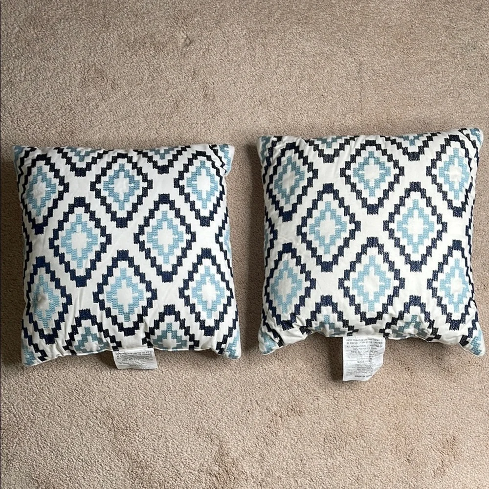 NWT Essential Home Blue and Black 18” Geometric Accent Pillows (Set of 2)